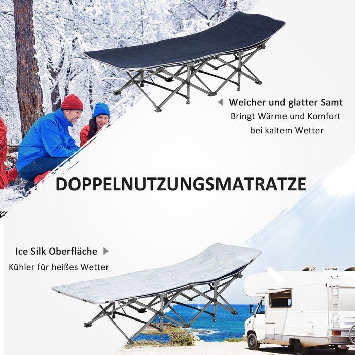 Produktbild Swisshandel24 Campingbett klappbar Feldbett mit Kopfkissen, 188x64.5x53cm, dunkelblau