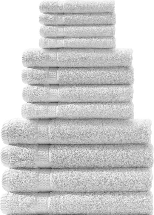 Casativo Set de 12 serviettes 100% coton, blanc (50 x 100 cm, 70 x 140 cm, 30 x 50 cm)