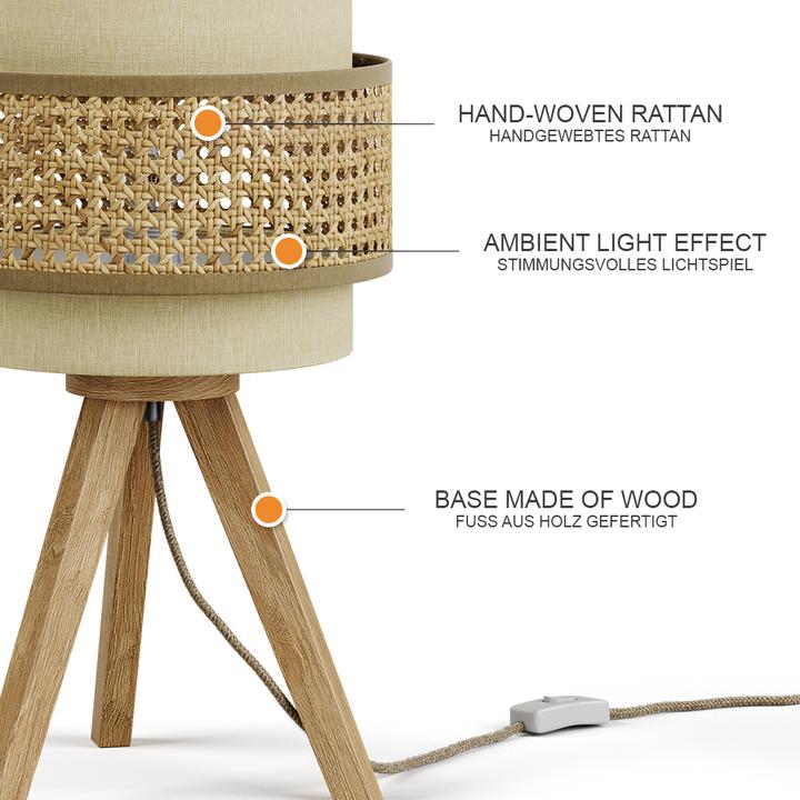 Actual product image Vicco Table lamp Morten, Rattan/cream, 26 x 45 cm with stand (E27)