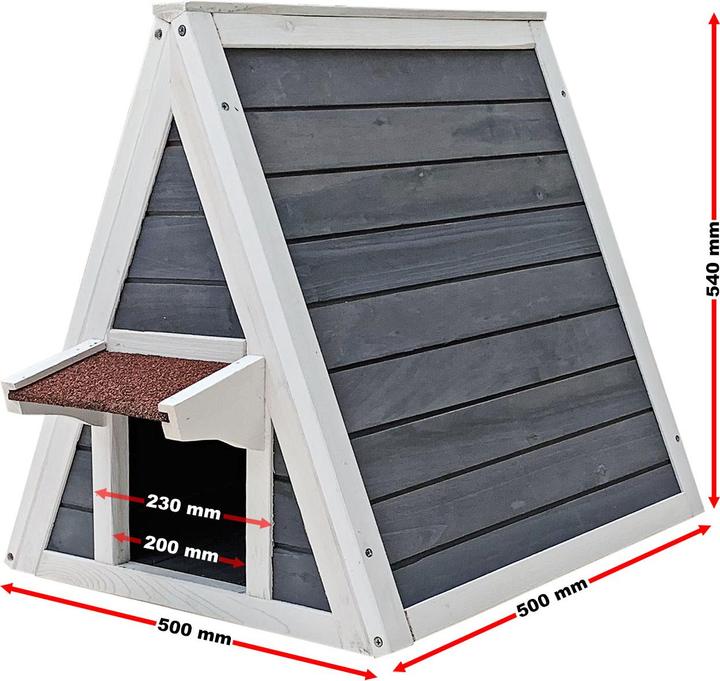 Produktbild Wiltec Katzenhaus 50x50x54cm Holz 2 Zugänge Katzenhütte Kleintierhaus Wetterfest (Katze)