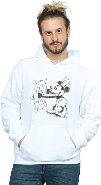 Actual product image Disney Mens Mickey Mouse Steamboat Sketch Hoodie (XXL)
