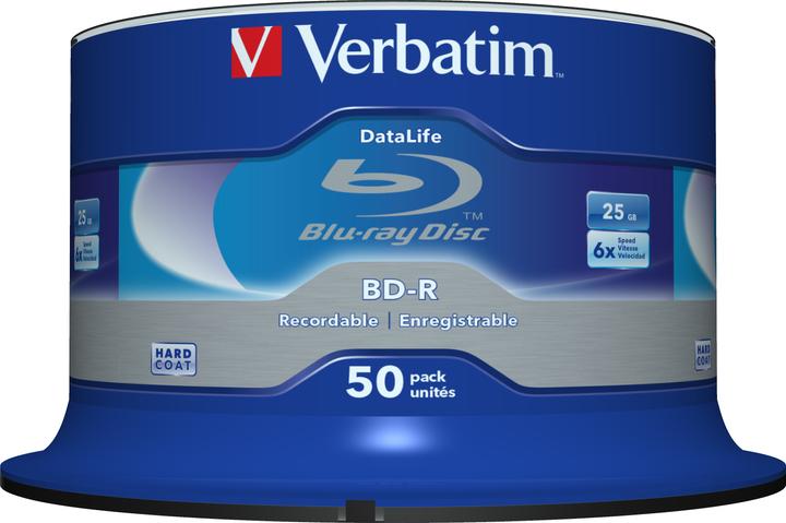 Verbatim 1x50 BD-R Blu-Ray 25GB 6x Speed Datalife No-ID Cakebox (50 x)