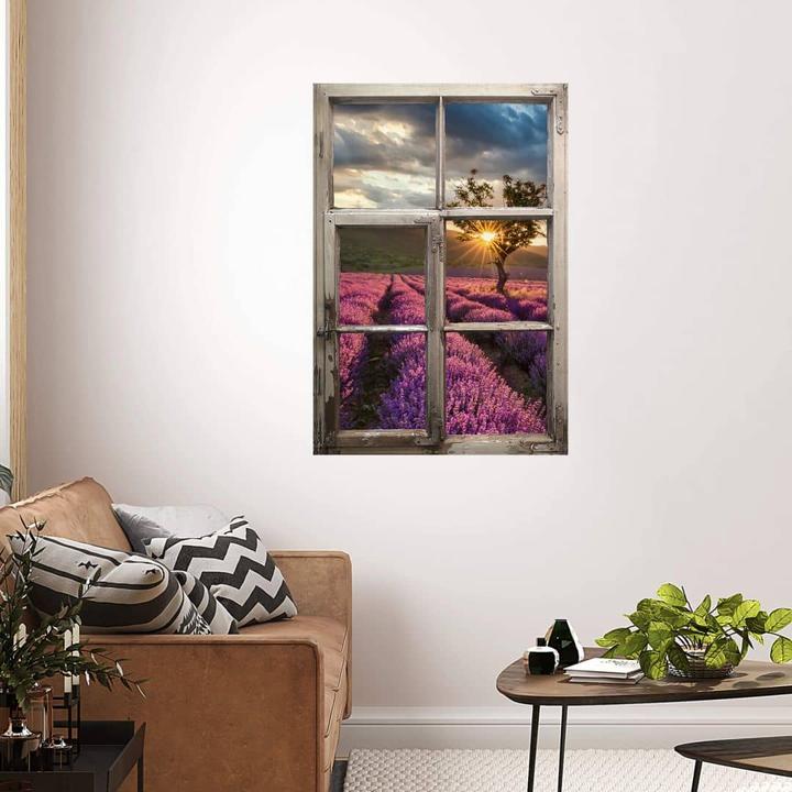 Immagine prodotto Trenddeko Finestra 3D Shabby - Fiori di lavanda in Provenza (68 x 100 cm)