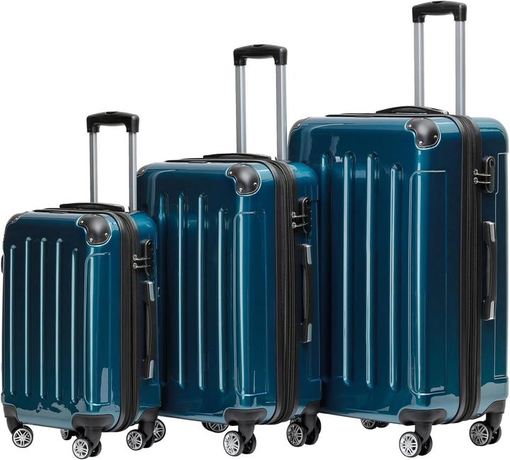 Immagine prodotto Beibye 3-teiliges Hartschalen Kofferset mit Zwillingsrollen (Bagaglio a mano (fino a 50 litri), M (50 - 90l), XL (da 115l))