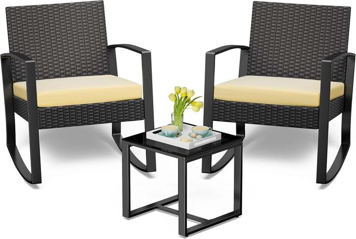 Immagine prodotto Milkii Gartenmöbel Set, zwei Stühle & Tischchen, Beige