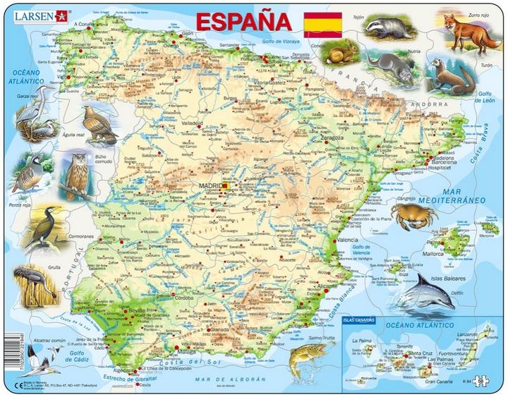 Actual product image Larsen Puzzle - Spain (physical) (58 pieces)