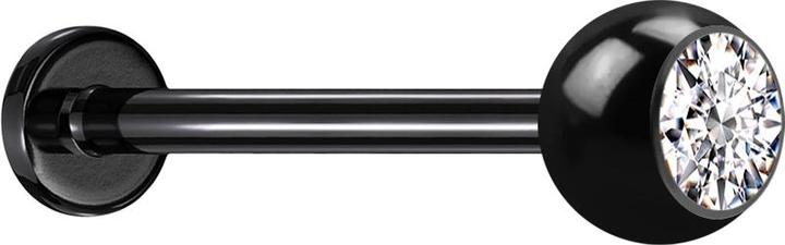 Actual product image Star Piercing Micro Threadless Labret black with ball crystal silver (Surgical steel 316L)