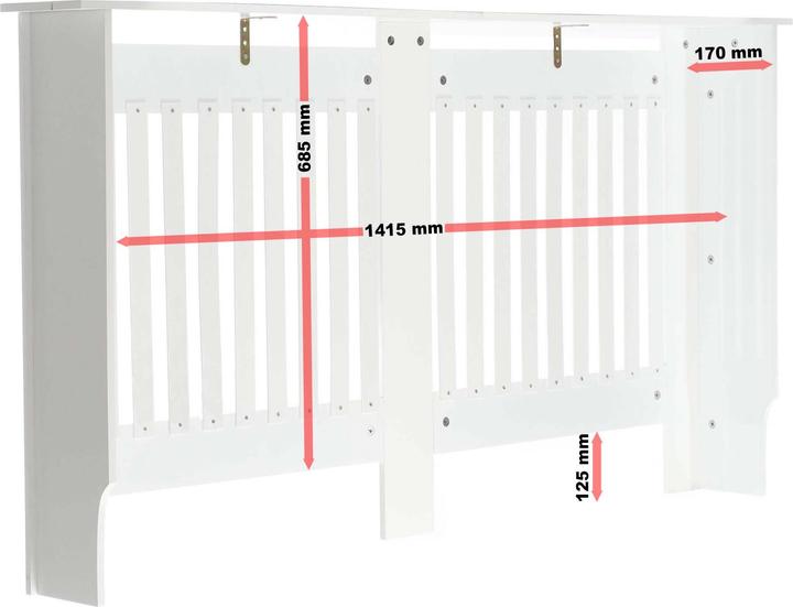 Image du produit Toboli Cache-radiateur blanc 172x19x82cm Couverture de chauffage décorative en MDF Tablette Étagère