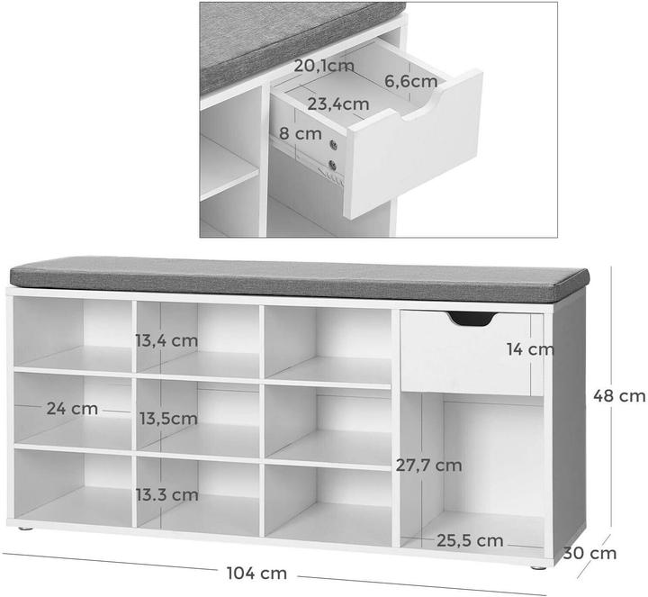 Image du produit Vasagle Banc à chaussures (104 x 30.5 x 48 cm)