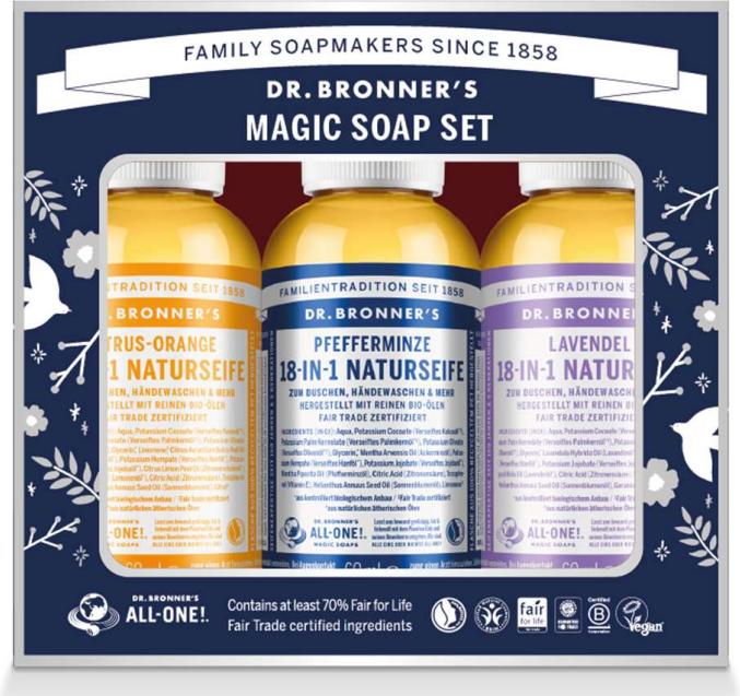 Actual product image Dr. Bronner's Dr Bronner's Gift Box Assorted (Liquid soap, 180 ml)