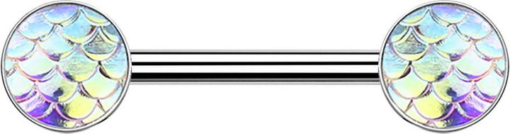 Produktbild Star Piercing Barbell silber mit Fischschuppen multicolor (ohne Messing, Chirurgenstahl 316L)