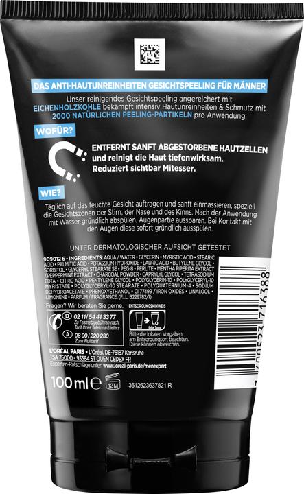 Produktbild L'Oréal Paris Paris Men Expert Pure Charcoal Gesichtspeeling (Peeling, 100 ml)