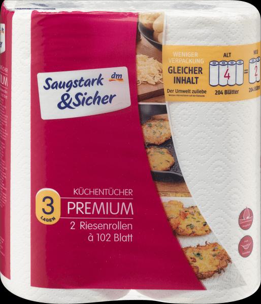 dm Saugstark&Sicher Sauugstark & ​​amp Sicher Premium -Papiertücher, 2 Walzen
