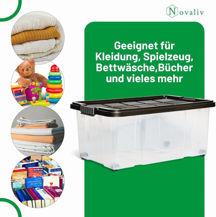 Produktbild Novaliv 8x Aufbewahrungsboxen mit Deckel Gross 45L Anthrazit Nestbar stapelbar mit Clipverschluss Rol (45 l)