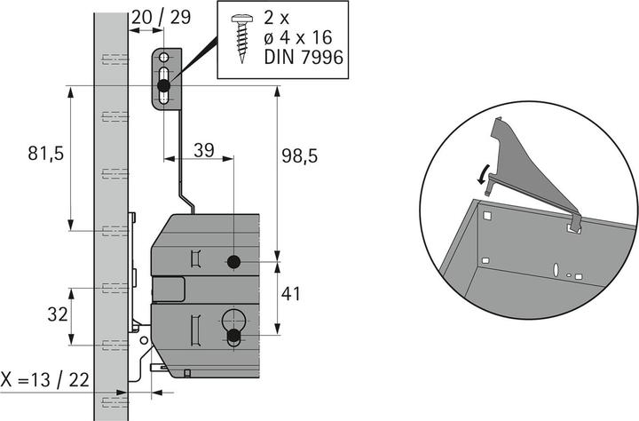 Image du produit Hettich Supports de fascia pour les cadres de dossiers suspendus et les tiroirs larges (1 pcs)