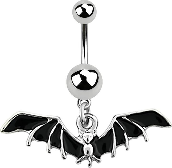 Actual product image Star Piercing Banana silver with pendant bat (without brass, Surgical steel 316L)