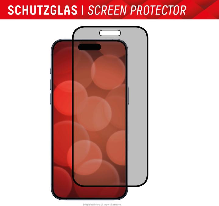 Actual product image Displex Real Glass, Privacy Full Cover Panzerglas (1 Piece, Apple iPhone 15 Pro, Apple iPhone 15)