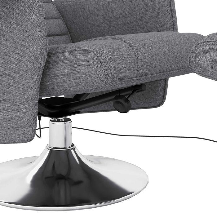Immagine prodotto Swisshandel24 TV poltrona poggiapiedi funzione reclinabile elettrica vibrazione massaggio telecomando lino look