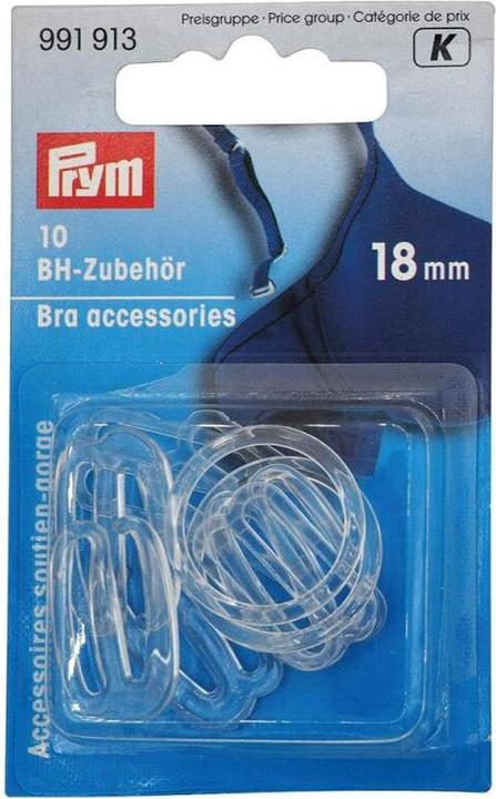 Produktbild Prym BH-Zubehör, transparent 18 mm, Karte 10 Stk., Kunststoff