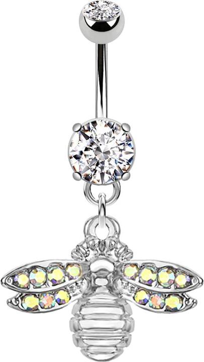 Produktbild Star Piercing Banane silber mit Anhänger Biene (Chirurgenstahl 316L, Messing)