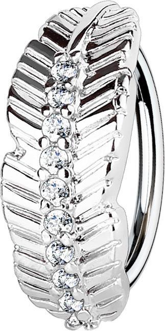Image du produit Star Piercing Micro piercing anneau argent feuille avec des cristaux (Laiton, Acier chirurgical 316L)