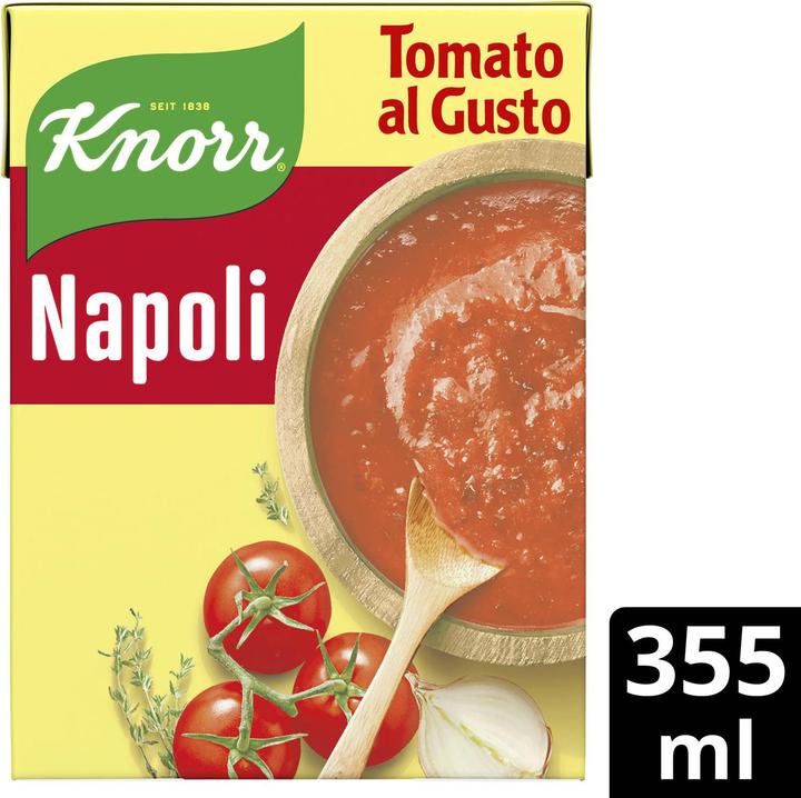 Produktbild Knorr Tomato al Gusto Napoli Pasta Sauce, sonnengereifte Tomaten & Kräuter, für Teigwaren & Gratin Auflauf (370 g)