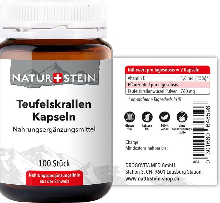 Nährwerte und Zutaten Naturstein Teufelskrallen Kapseln 100Stk. (100 Stück, Kapseln, 149 g)
