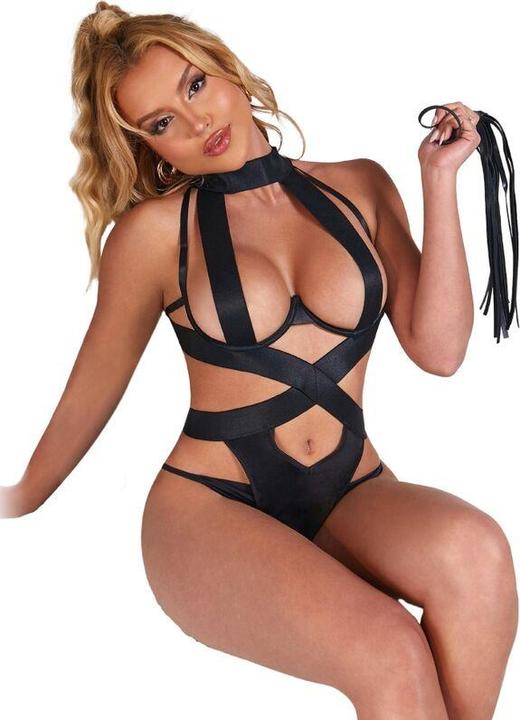 Productafbeelding Subblime Sexy Halster-Lijfje Met Harnas Zwart L/Xl (L, XL)