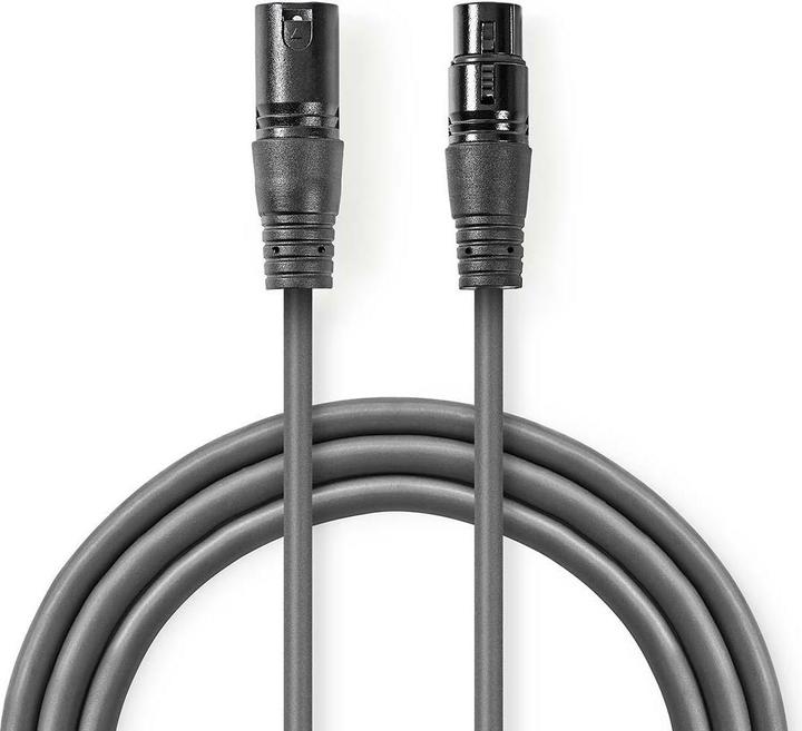 Actual product image Nedis Balanced Audio cable XLR 3-pin male XLR 3-pin female Nickel-plated 15.0 m round PVC Dark grey (15 m, XLR)