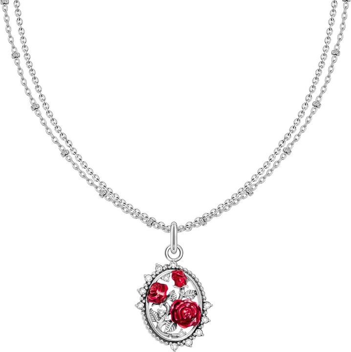 Actual product image Thomas Sabo Necklace with Roses Romance pendant (925 silver, Enamel, 40 - 45 cm)