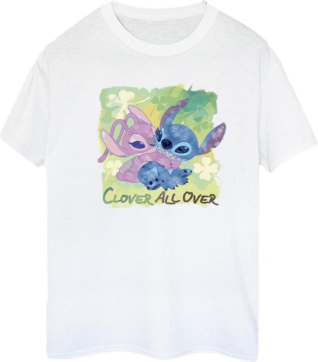Actual product image Disney Womens/Ladies Lilo And Stitch St Patrick's Day Clover Cotton Boyfriend T-Shirt (XXL)