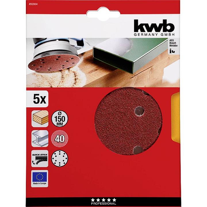 Immagine prodotto kwb Dischi adesivi in velcro 150 perforati K40/5pz. (40)