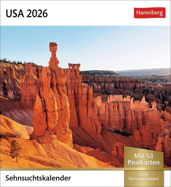 Produktbild Harenberg USA Sehnsuchtskalender 2026 - Wochenkalender mit 53 Postkarten (Deutsch)