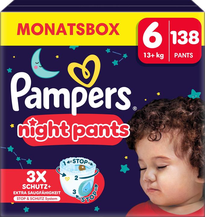 Produktbild Pampers Baby-Dry Night Pants (Gr. 6, Monatsbox, 138 Stück)