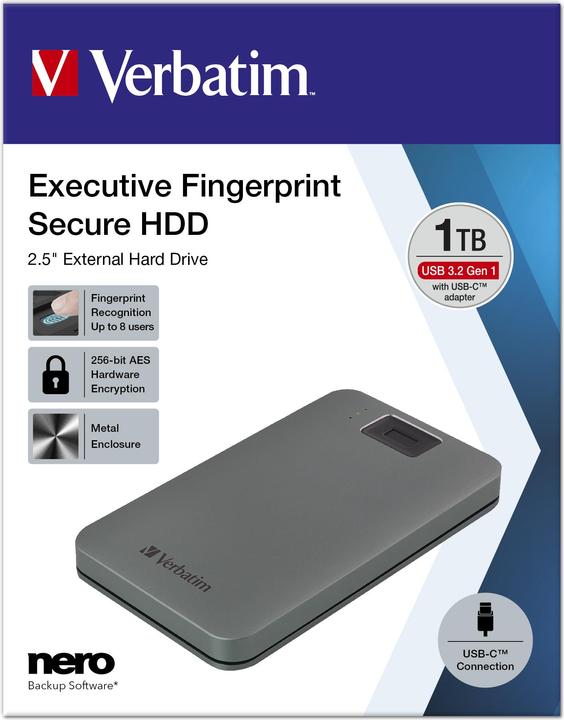 Produktbild Verbatim Fingerprint Secure 1TB USB 3.2 Gen 1 USB-C (1 TB)