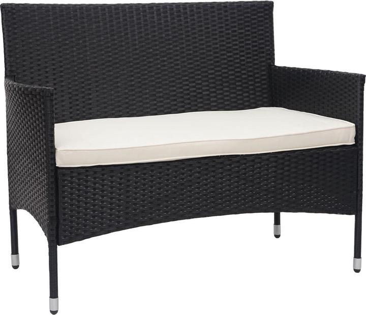 Actual product image Swisshandel24 Poly-Rattan Set, Garden Set Seating Group - black, cushions cream, 51283