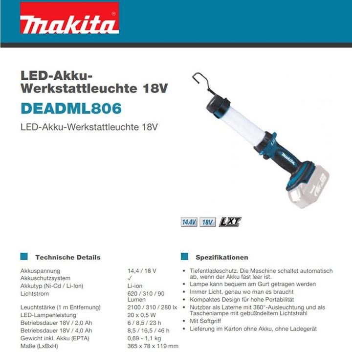 Produktbild Makita DML806 (620 lm)