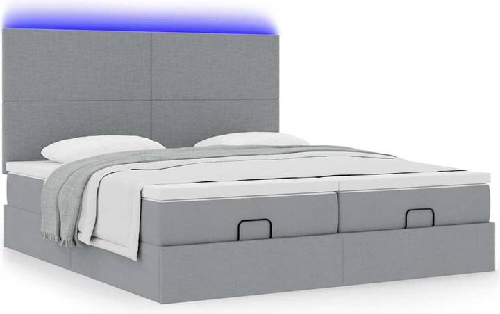Produktbild VidaXL Ottoman-Bett mit Matratzen Hellgrau 160x200 cm Stoff (160 x 200 cm)