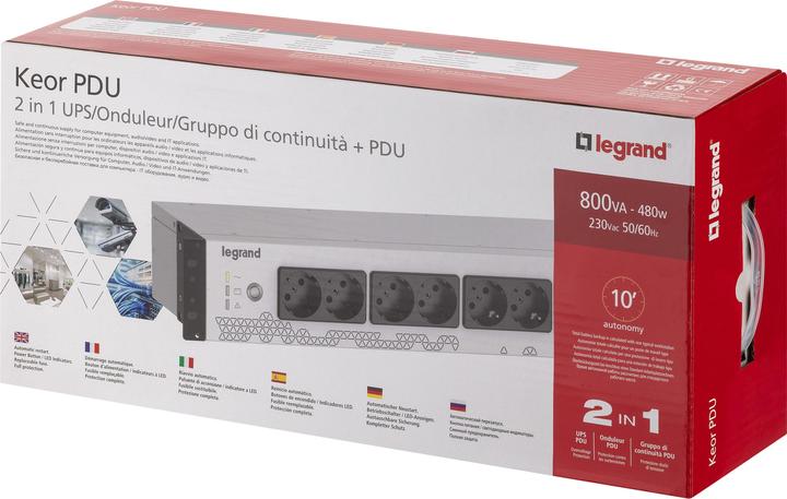 Actual product image Legrand Keor UPS PDU 800VA FR INPUT 8 FR OUTPUT Standby (Offline) 0.8 kVA 8 AC outlet(s)