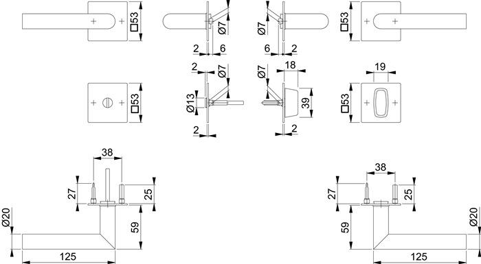 Actual product image Hoppe Rosette grt.Ams.E1400Z/848N/848NS VA F9714M Mitre SK/OL DIN L/R (Door set)