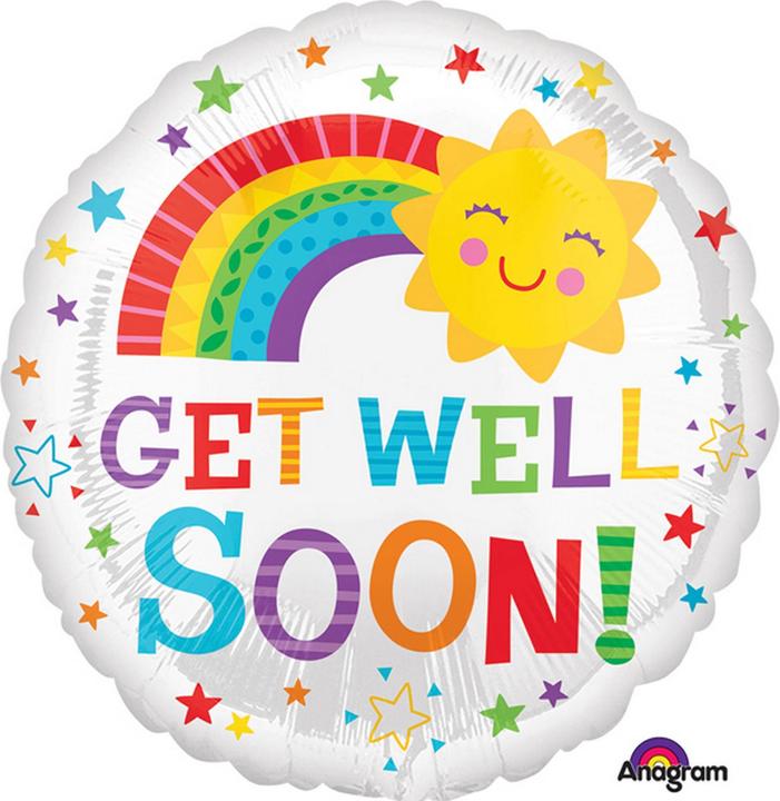 Actual product image Anagram 18 Inch Get Well Soon Happy Sun Circle Foil Balloon