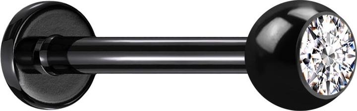 Star Piercing Micro Labret schwarz mit Kugel und Kristall silber (ohne Messing, Titan G23)