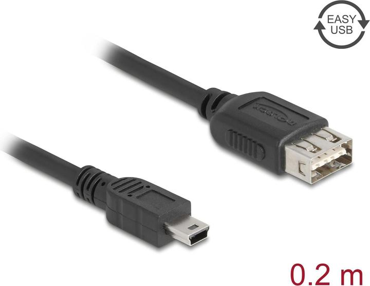 Immagine prodotto Delock USB 2.0 Kabel USB Typ Mini-B Stecker zu EASY USB Typ-A Buchse 0,2 m (0.20 m, USB 2.0)