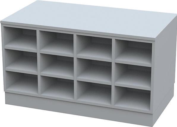 Actual product image kaiserkraft Sitover cloakroom bench, melamine, double sided, 2 x 12 compartments, length (109 cm, 62 cm)