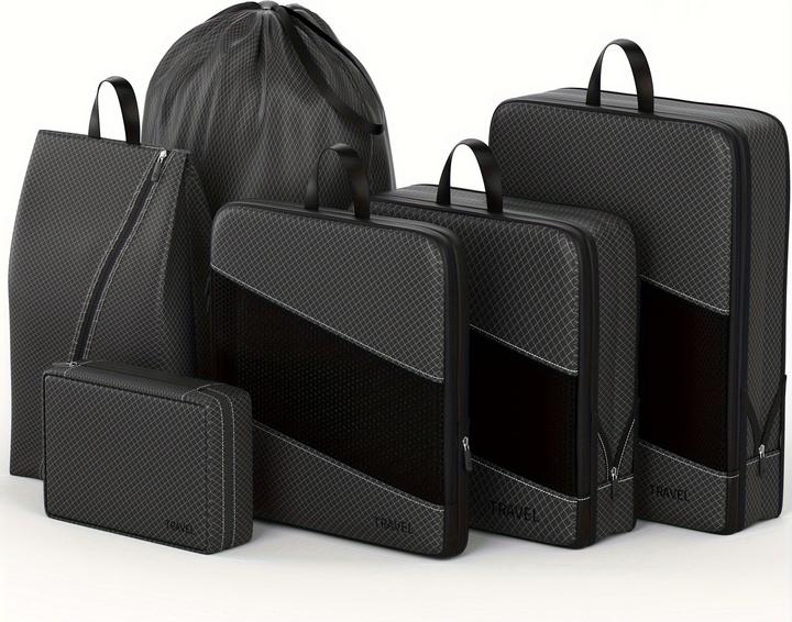 Produktbild Only-Bags.Store 6pcs Mode Nylon Kompression Packen Würfel, leichte Reisezubehör Organizer Taschen, Multi-Grösse