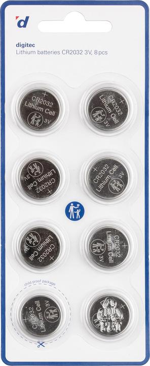 Digitec CR2032 Lithium (8 pcs, CR2032, 230 mAh)