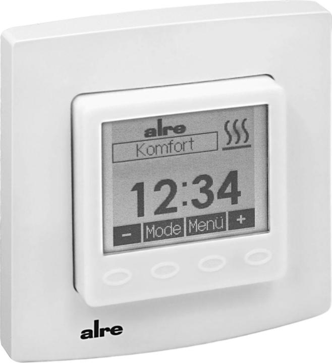 Image du produit ALRE Thermostat programmable encastré 50x50 avec cadre, RAL9010brillant