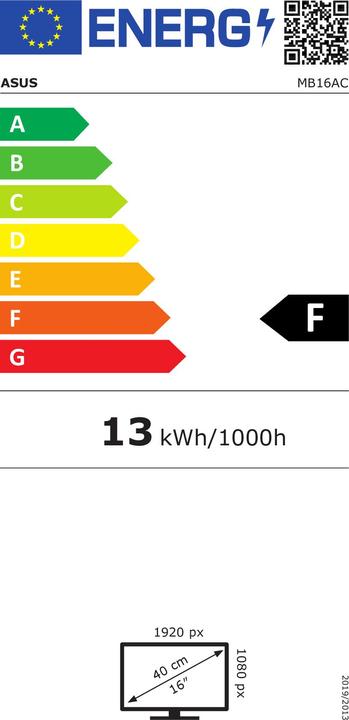 Label énergétique ASUS ZenScreen MB16AC (1920 x 1080 pixels, 16")