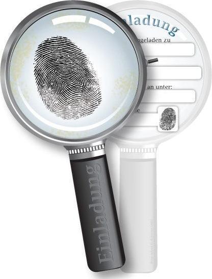 Produktbild DH-Konzept Einladung Detektiv Lupe mit Fingerabdruck