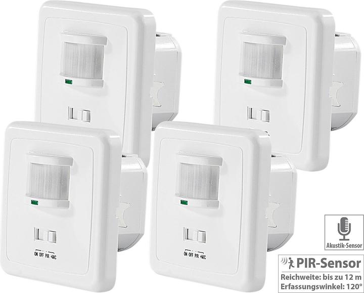 Actual product image Revolt Set of 4 Automatic Light Switch with PIR and Acoustic Sensor (12 m)